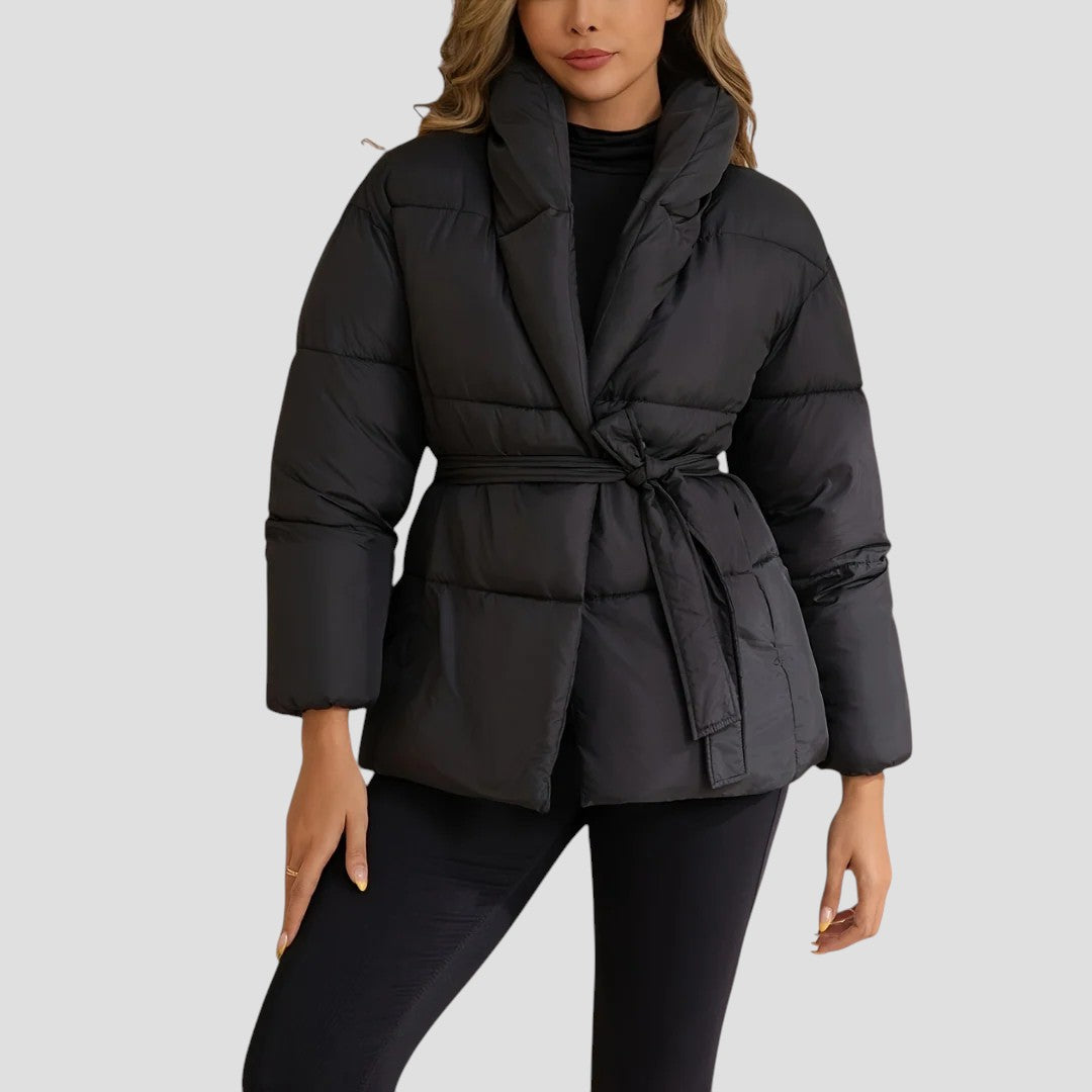 Warm Black Puffer Women's Coat - OutfitLondon