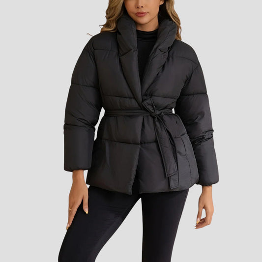 Warm Black Puffer Women's Coat - OutfitLondon