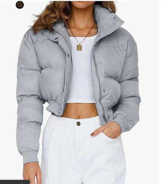 Warm Women's Short Down Puffer Jacket with Hood - OutfitLondon
