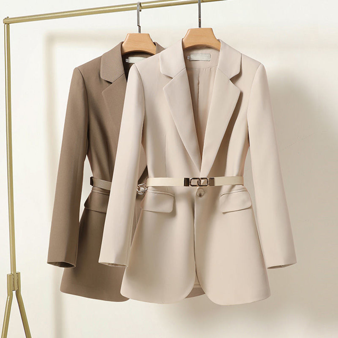 Classic Fit Women's Blazer with Belted Waist - OutfitLondon