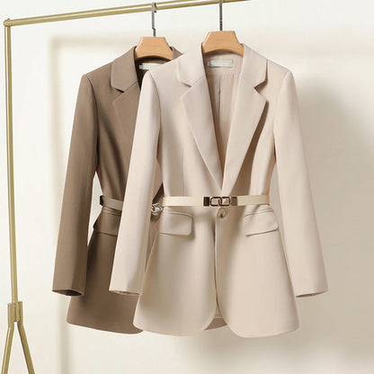 Classic Fit Women's Blazer with Belted Waist - OutfitLondon