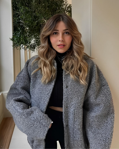 Ladies Cozy Oversized Bomber Jacket