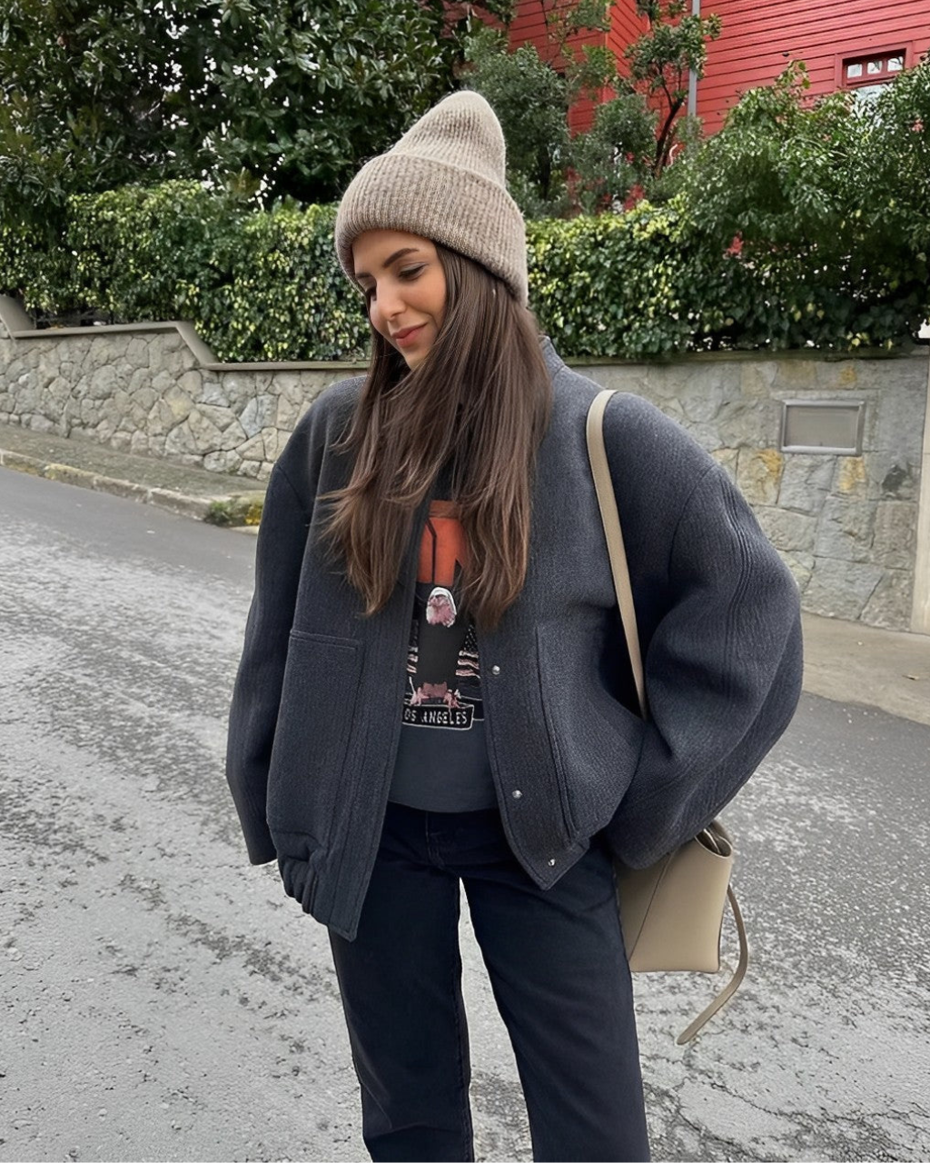 Ladies Cozy Oversized Bomber Jacket