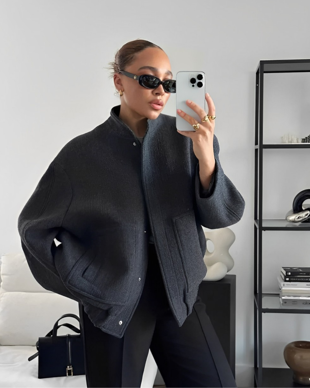 Ladies Cozy Oversized Bomber Jacket