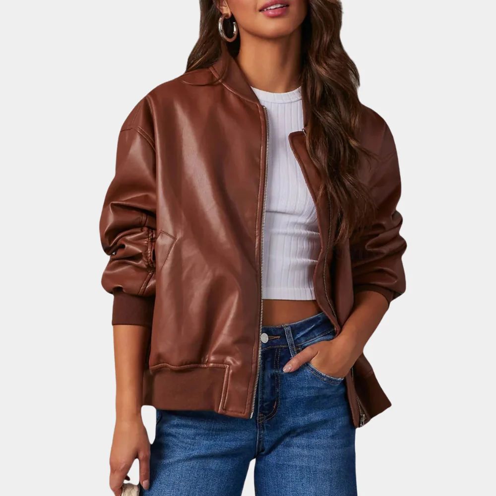 Women's Casual Bomber Jacket Lightweight Zip Up