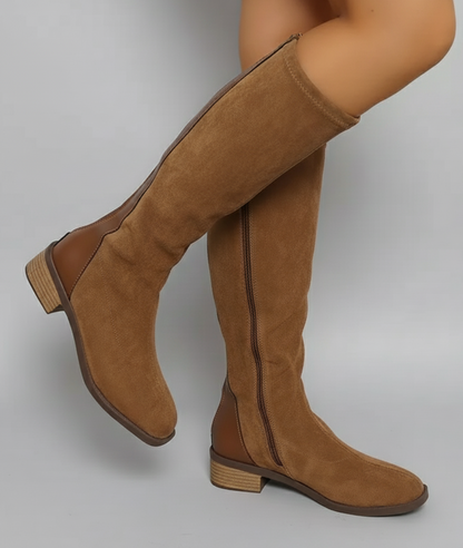Women's Classic Suede Knee-High Block Heel Boots