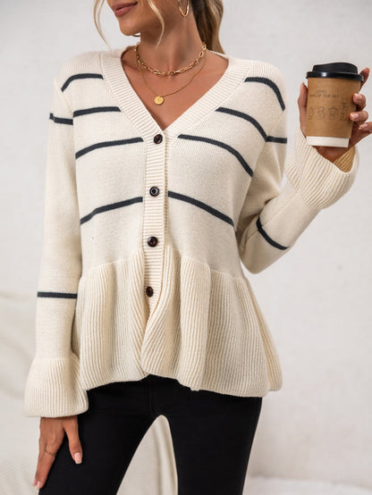 Relaxed Fit V Neck Women's Cardigan Sweater