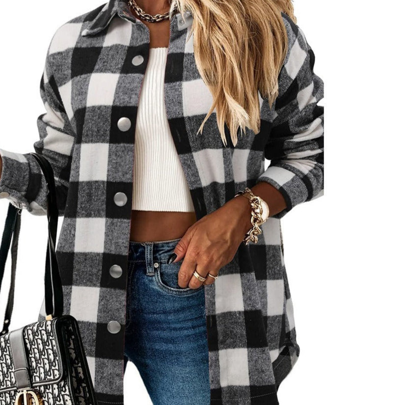 Cozy Oversized Check Cardigan for Women