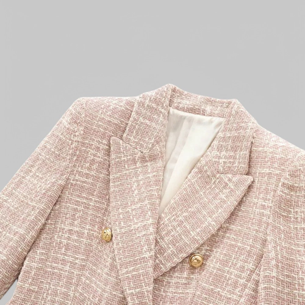 Women's Elegant Pink Tweed Jacket