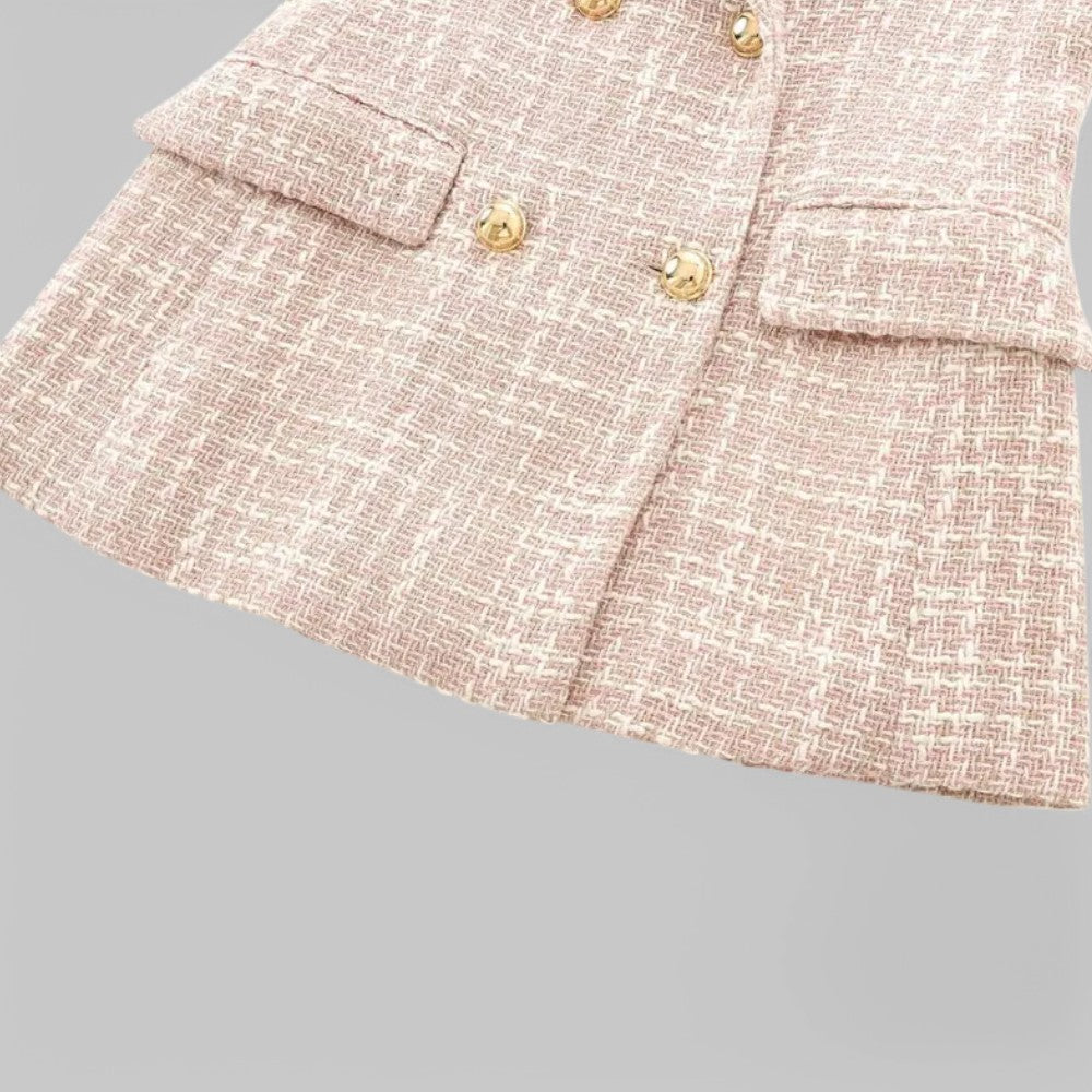 Women's Elegant Pink Tweed Jacket