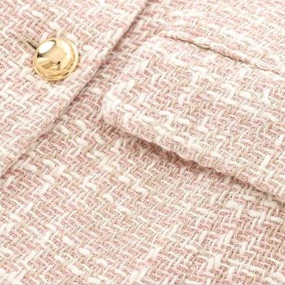 Women's Elegant Pink Tweed Jacket