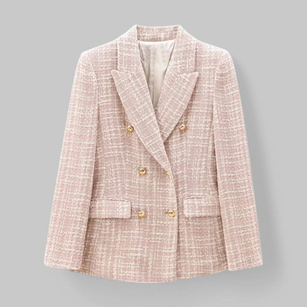 Women's Elegant Pink Tweed Jacket - OutfitLondon