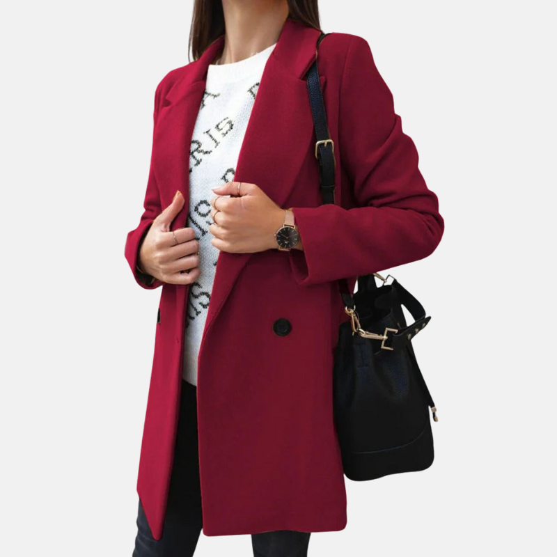 Classic Double Breasted Wool Blend Coat