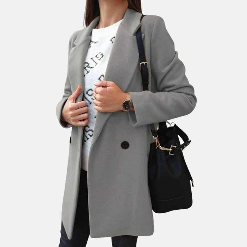 Classic Double Breasted Wool Blend Coat