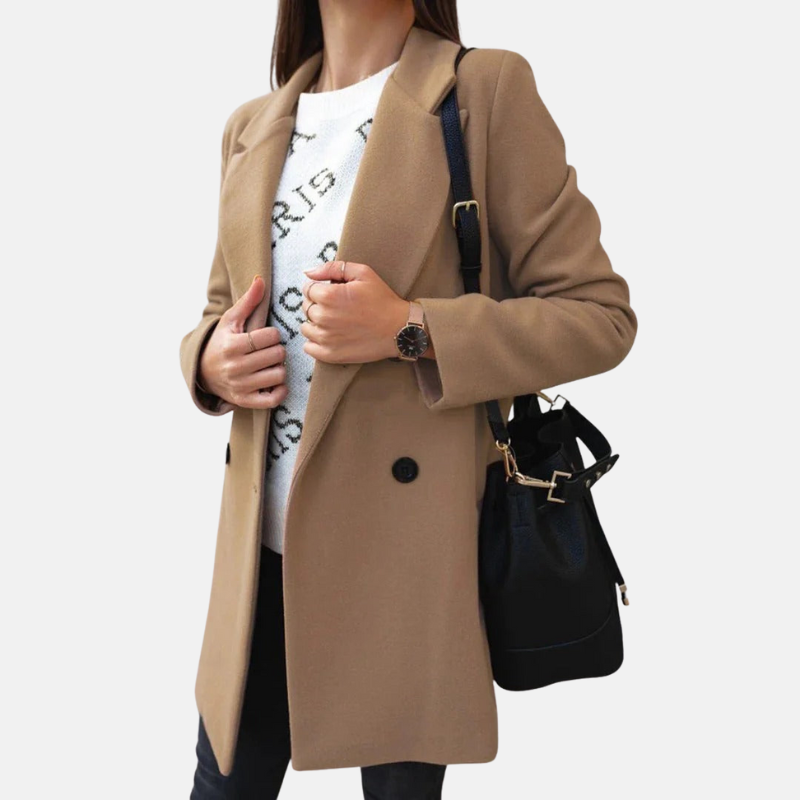 Classic Double Breasted Wool Blend Coat