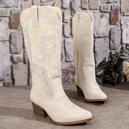 Western Brown Stitched Riding Boots