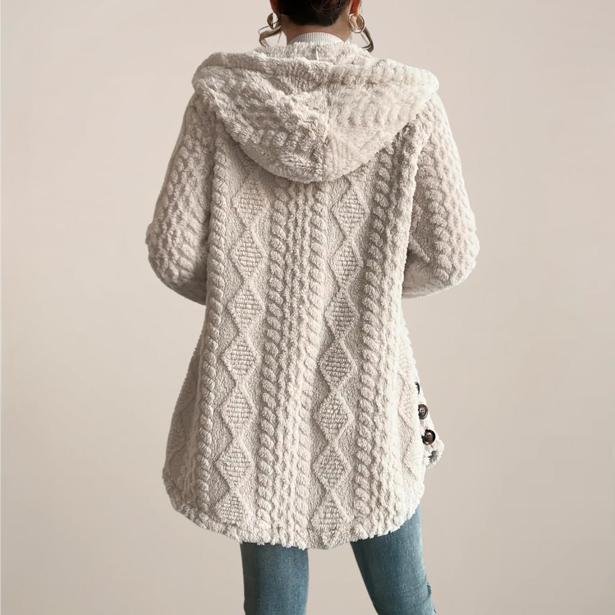 Soft Hooded Cable Knit Winter Coat