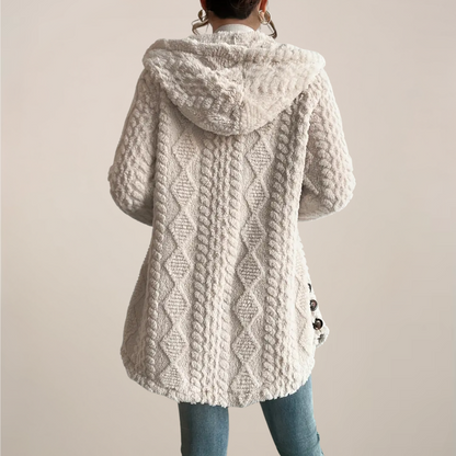 Soft Hooded Cable Knit Winter Coat