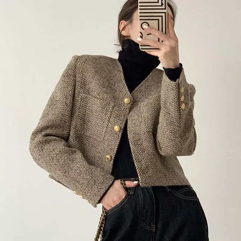 Fitted Ladies Jacket with Gold Buttons - OutfitLondon