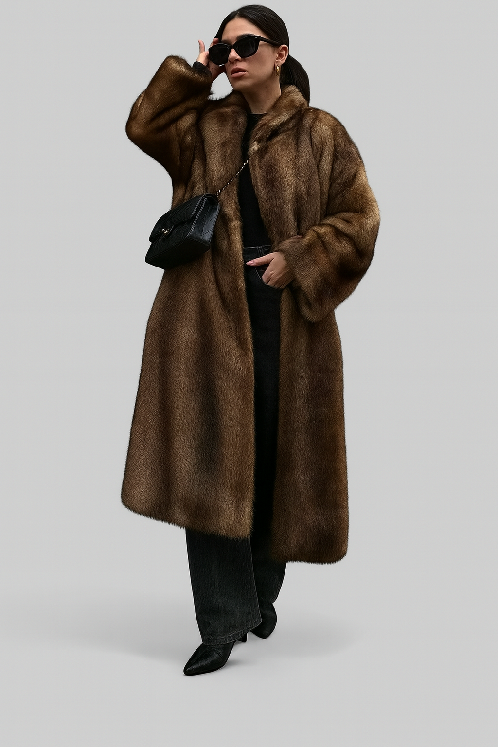 Soft Black Faux Fur Winter Coat - OutfitLondon