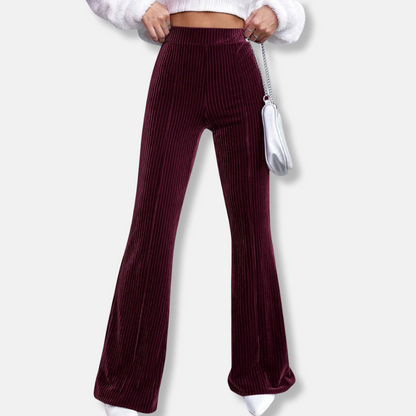 Soft High Waist Wide Leg Velour Trousers