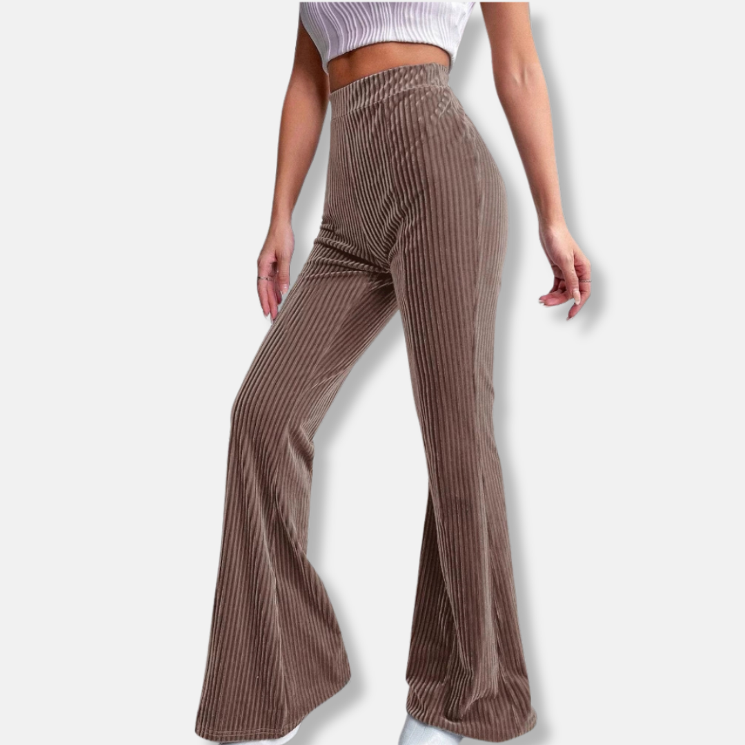 Soft High Waist Wide Leg Velour Trousers