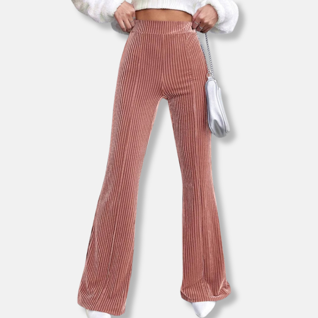 Soft High Waist Wide Leg Velour Trousers