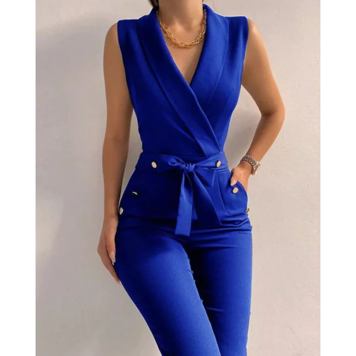 Elegant Ladies' Strapless Jumpsuit V Neckline