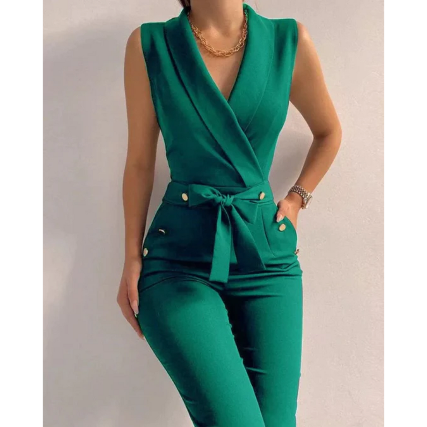 Elegant Ladies' Strapless Jumpsuit V Neckline