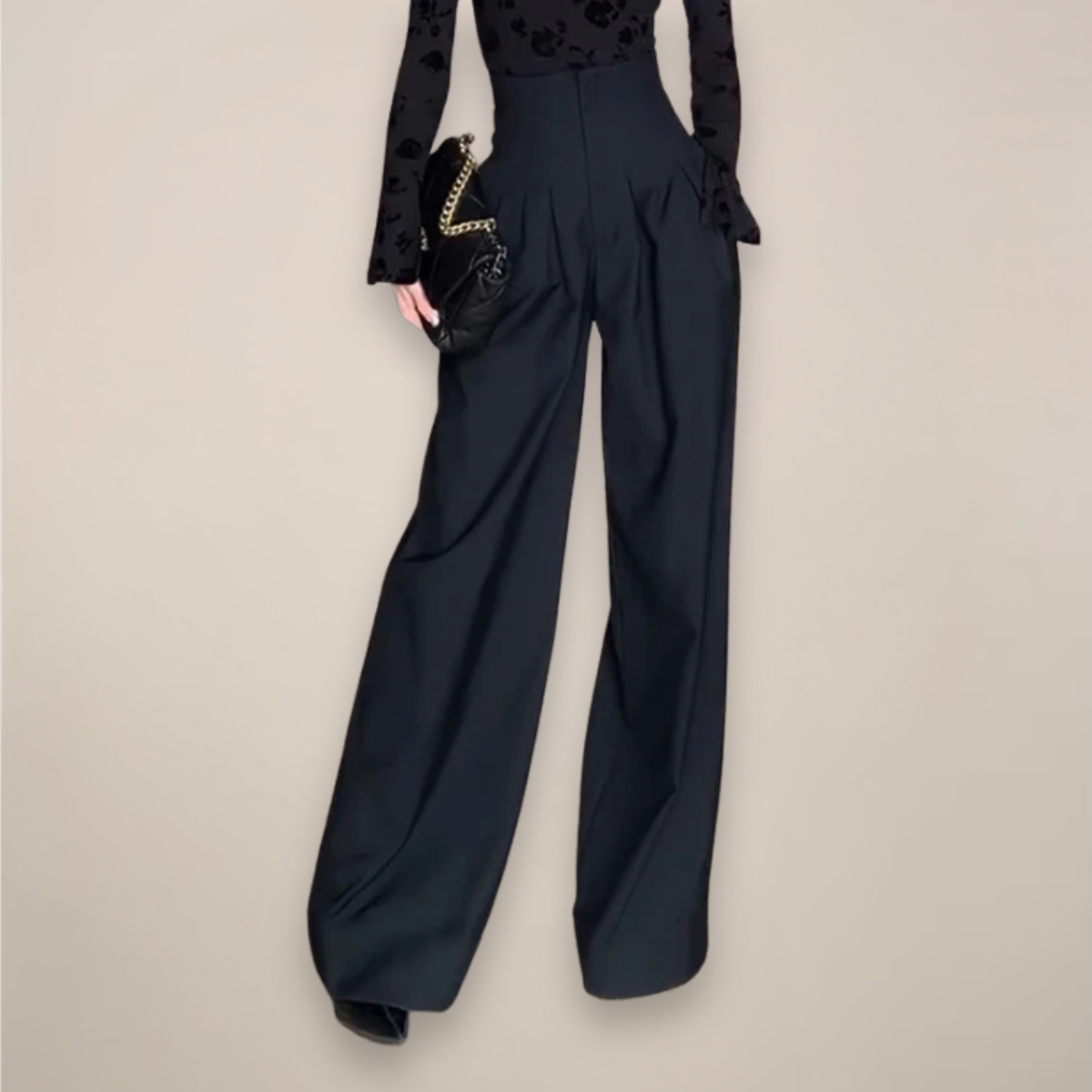 Classic Black High Waisted Wide Leg Pants