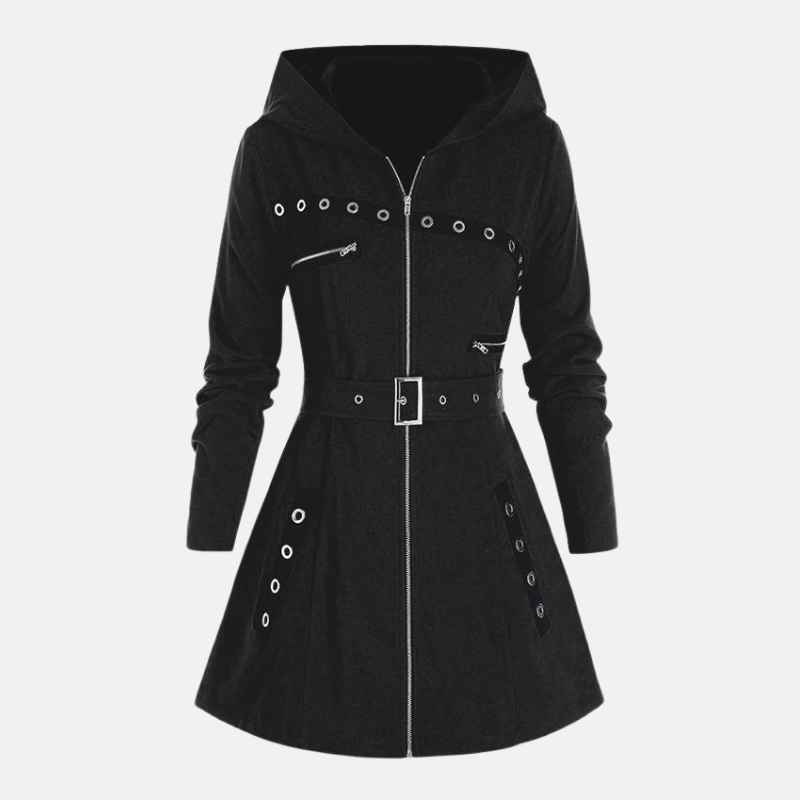 Ladies Fit Hooded Winter Coat with Belted Waist