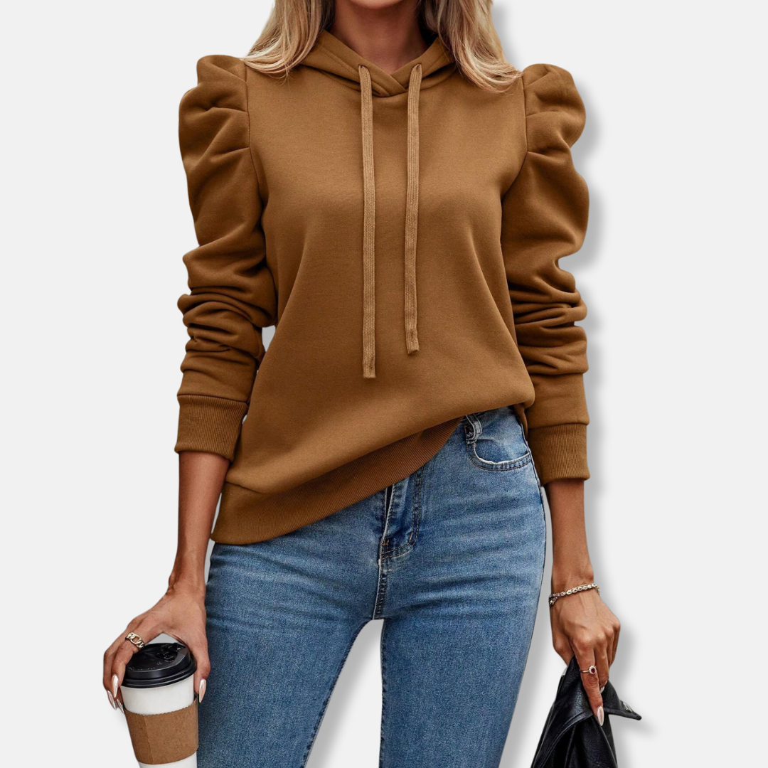 Casual Hoodie for Women with Puffy Sleeves