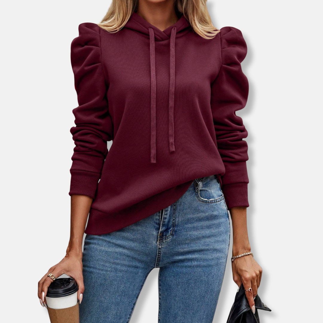 Casual Hoodie for Women with Puffy Sleeves