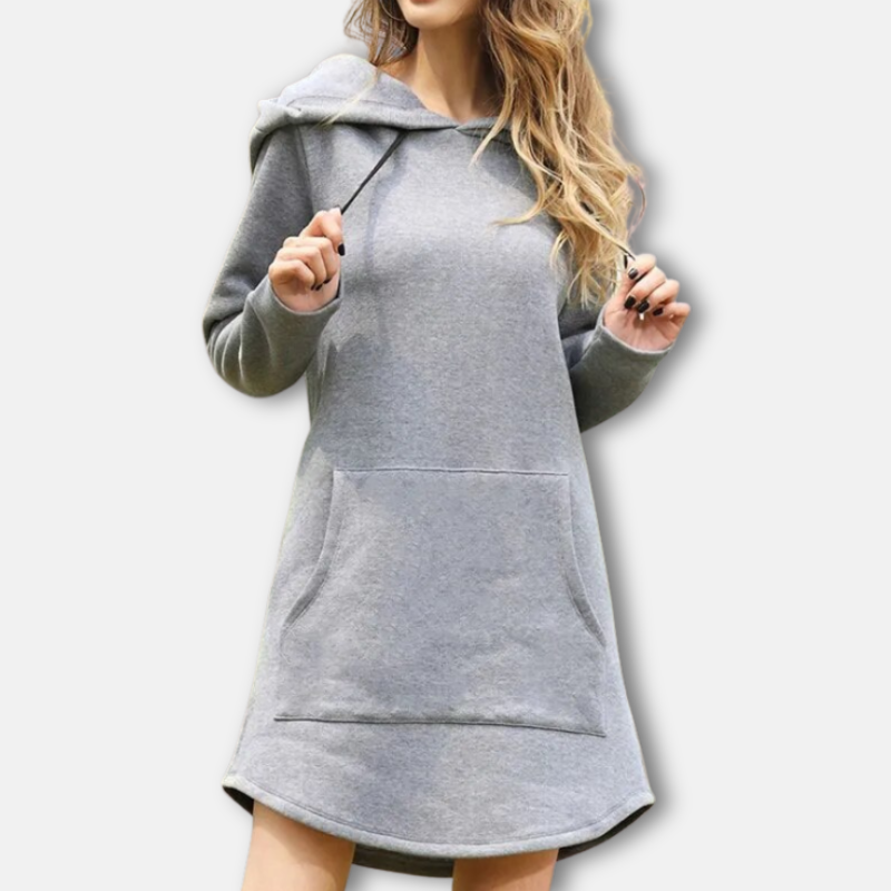 Casual Women's Hooded Cotton Dress - OutfitLondon