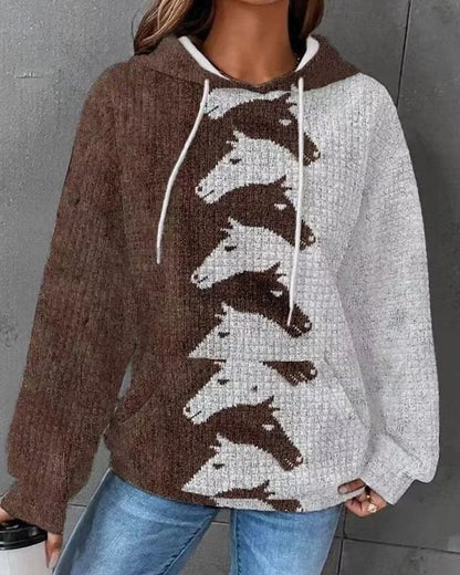 Relaxed Fit Graphic Horse Print Women's Hoodie