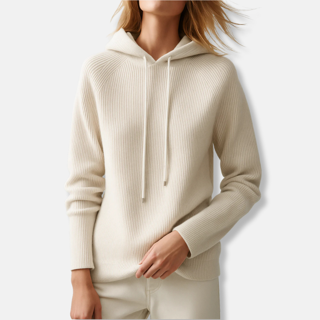 Comfy Women's Sweatshirt with Hood and Ribbed Hem - OutfitLondon