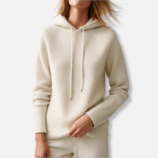 Comfy Women's Sweatshirt with Hood and Ribbed Hem - OutfitLondon