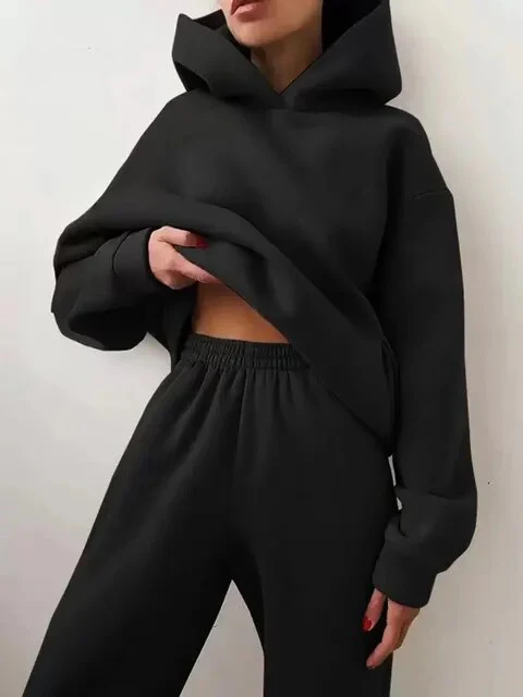 Soft Fleece Hoodie and Jogger Set for Women - OutfitLondon
