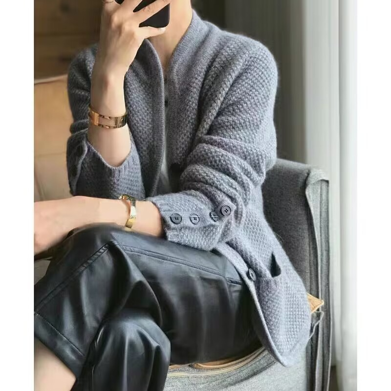 Women's Casual Wool Coat Button Front Jacket