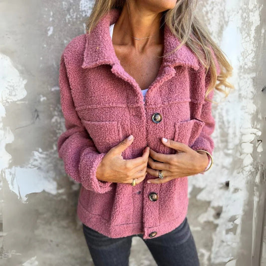 Soft Oversized Coat with Wide Collar and Pocket Details - OutfitLondon