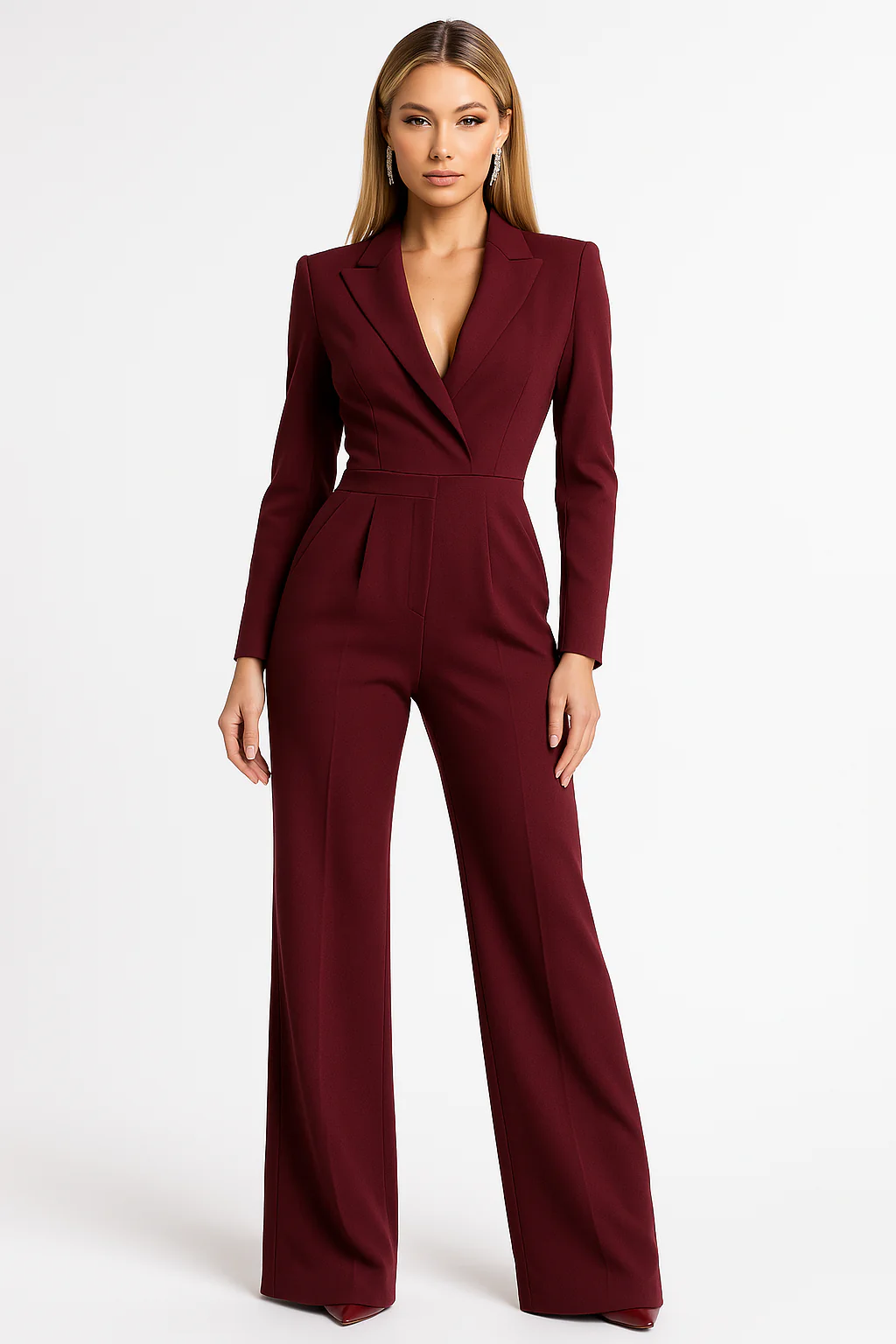 Chic Women's Jumpsuit with V-Neck and Flared Legs - OutfitLondon