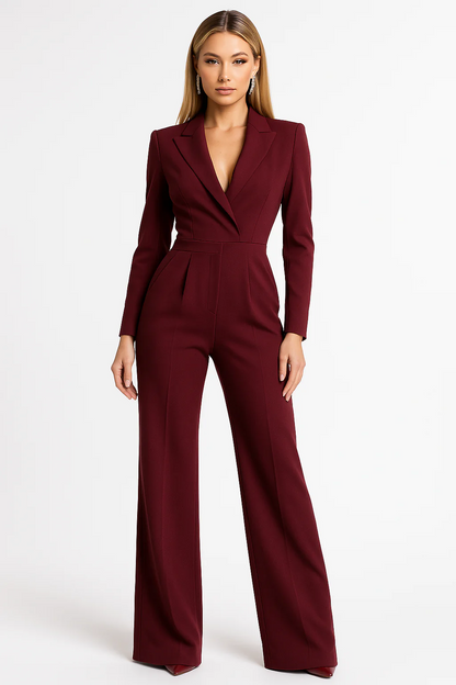 Chic Women's Jumpsuit with V-Neck and Flared Legs - OutfitLondon