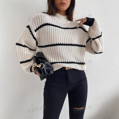 Cozy Oversized Striped Sweater for Women