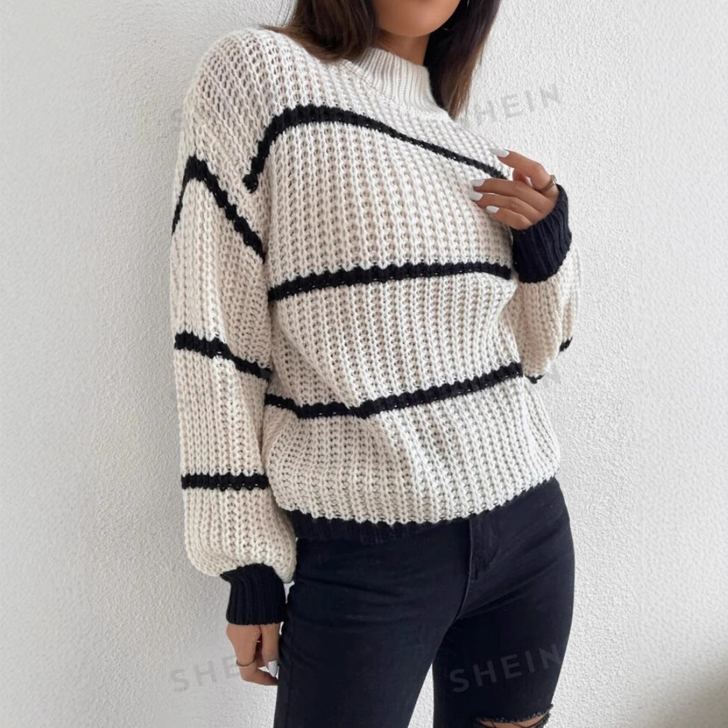 Cozy Oversized Striped Sweater for Women