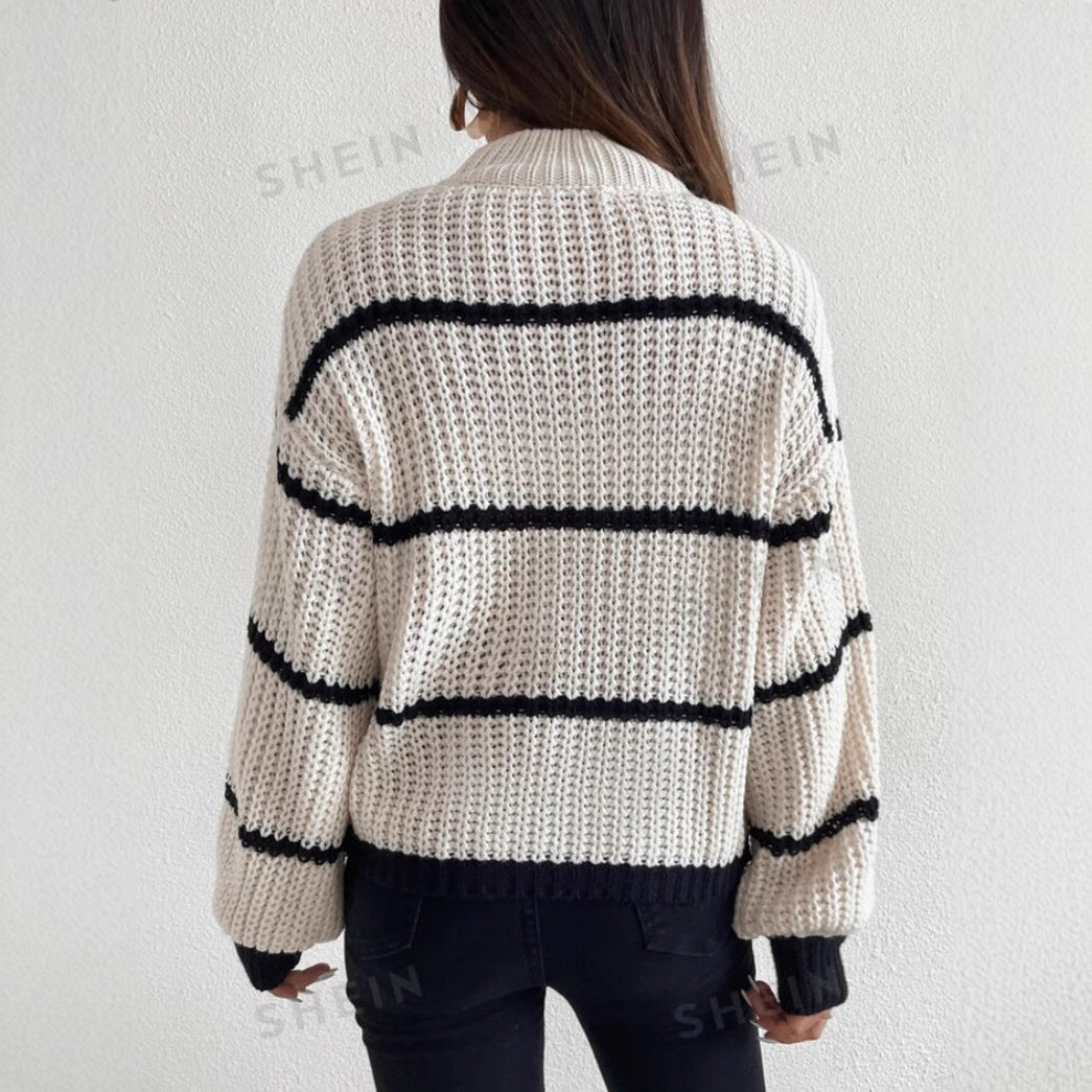 Cozy Oversized Striped Sweater for Women
