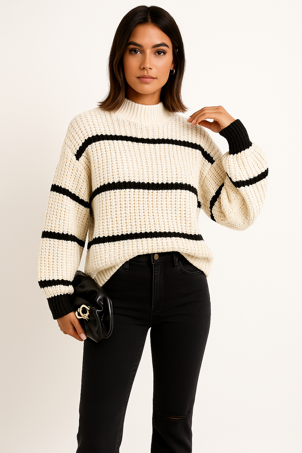 Cozy Oversized Striped Sweater for Women - OutfitLondon