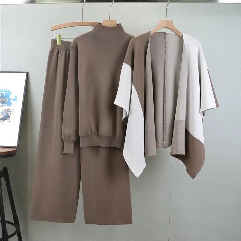 Cozy Women's 3-Piece Knit Outfit Soft Wool Blend Sweater Set