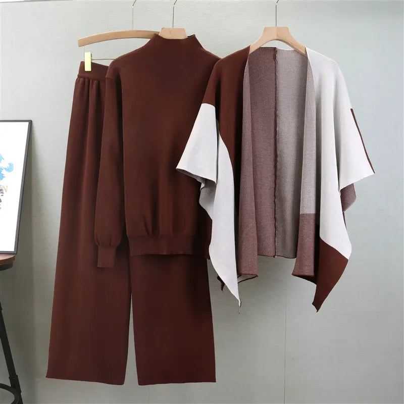 Cozy Women's 3-Piece Knit Outfit Soft Wool Blend Sweater Set