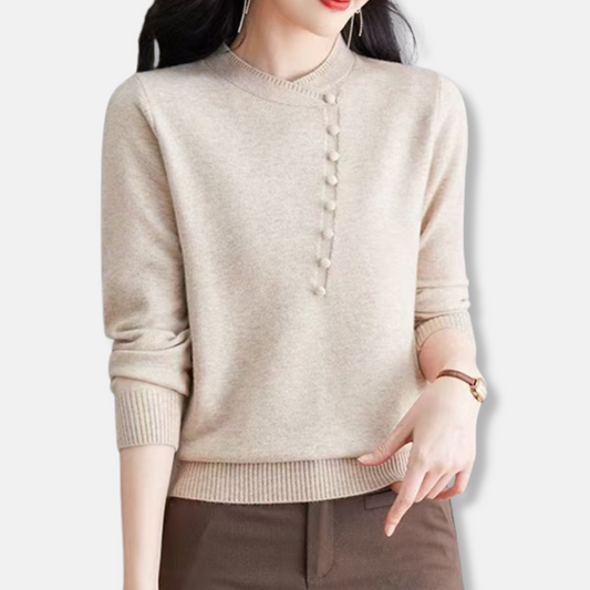 Cozy Women's Sweater with Asymmetrical Neckline - OutfitLondon