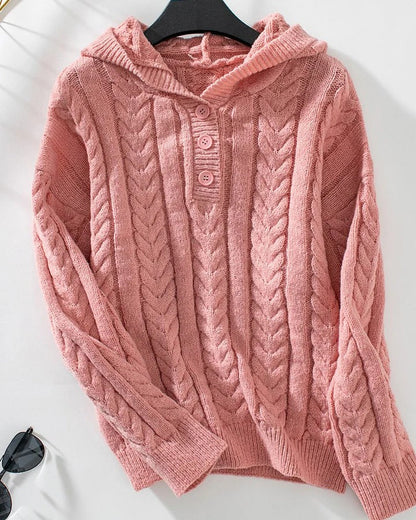 Cozy Women's Cable Knit Long Sleeve Sweater Top